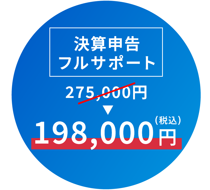 決算申告フルサポート：275,000円→198,000円(税込)